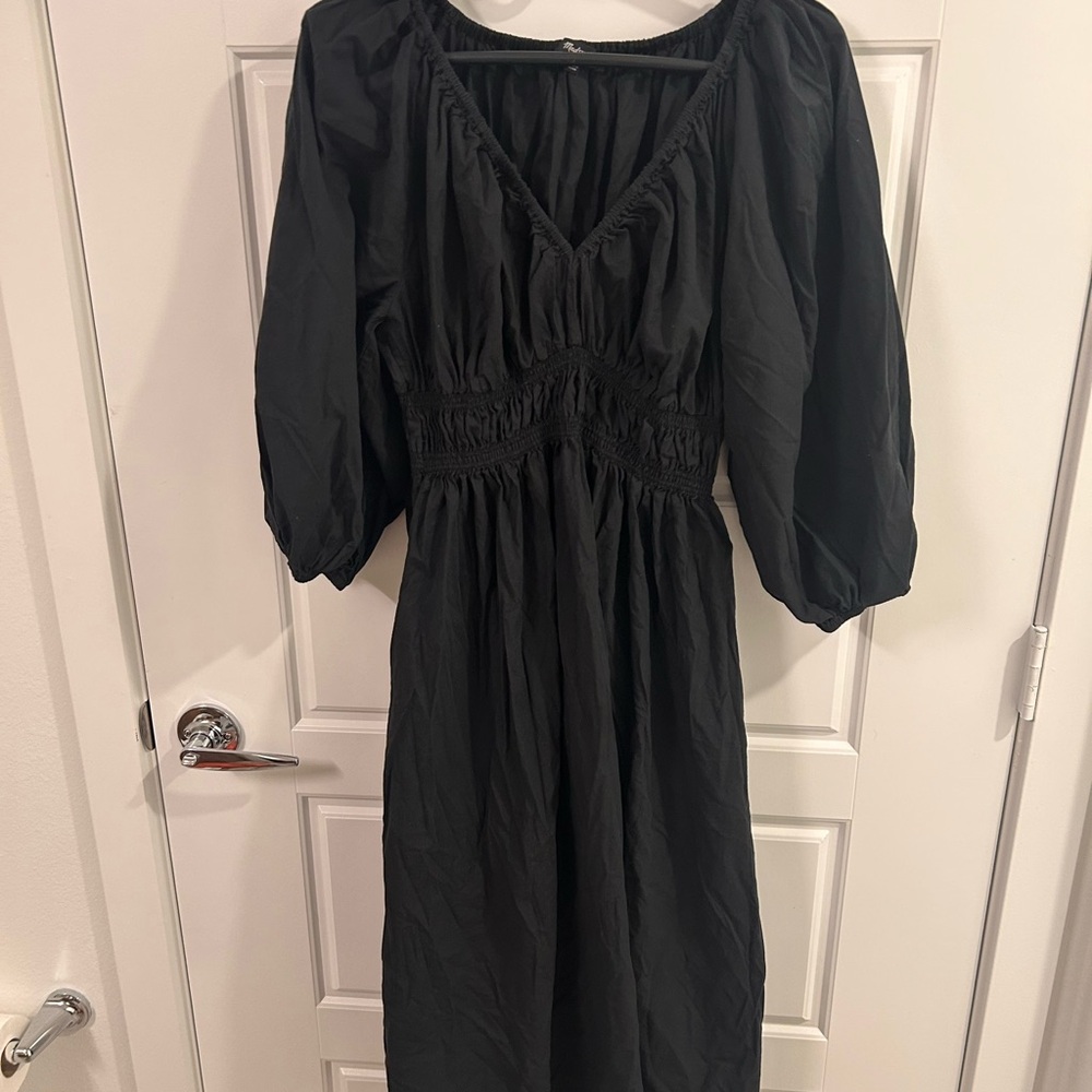 Madewell V neck balloon sleeve maxi Black Long Sleeve Dress - Picture 5 of 12